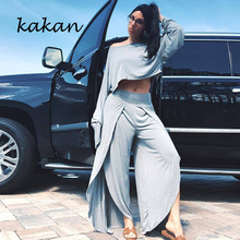 Kakan-Mono de dos piezas para mujer, traje sexy de manga larga con un hombro, color sólido, informal 2024 - compra barato