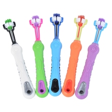 Hoomall Dog Pets Toothbrush Teeth Cleaning Three Head Dogs Toothbrush Non-slip Handle Perfect Teeth Care Products Cleaning Mouth 2024 - buy cheap