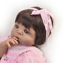 22 ''Bebes reborn bonecas hecho a mano realista reborn baby dolls de cuerpo completo de vinilo de silicona negro piel bebé muñeca juguetes para niños regalos 2024 - compra barato