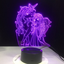 Lámpara LED de acrílico para niña pequeña y unicornio, luz nocturna táctil colorida, 3D ilusión, regalos, GX3359 2024 - compra barato