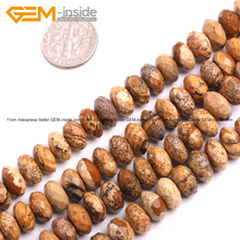 Gem-inside Natural Rondelle Faceted Picture Jaspers Spacer Stone Beads For Jewelry Making 6X10mm 15inches DIY Jewellery 2024 - buy cheap