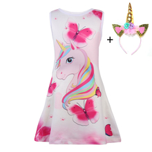 Summer Beast Princess Dress Cute Cartoon Cotton Unicorn Girls Dress Christmas Performance Costume Kids Dress 3-8 Years Old 2024 - buy cheap