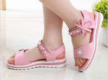 Pearl new pink white fashion Non-slip soft bottom Bows sandals designer summer new Korean girls sandals kids princess shoes 2024 - buy cheap