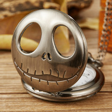 Nightmare before christmas Jack Pocket Watch Mens Womens Necklace Fob Chain Retro Bronze Hollow Skull Quartz Pocket Watch Gifts 2024 - buy cheap