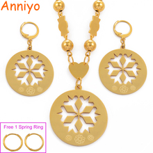 Anniyo Micronesia Flower Pendant Earrings Beads Necklaces Jewelry set for Women Gold Color Hawaii Marshall Pohnpei Guam #078621 2024 - buy cheap