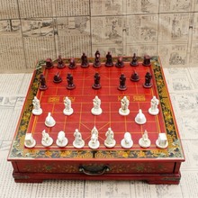 New Antique Three-dimensional Chinese Chess Terracotta Warriors Chinese Chess Nostalgic Desktop Wooden Chessboard Medium 2024 - buy cheap