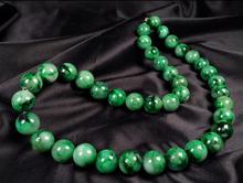 Ожерелье из круглых бусин ледяной клеевой, острая, зеленая, с подвеской из нефрита, натуральный изумруд 2024 - купить недорого