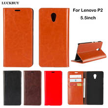 LUCKBUY Top Quality Classic Business Series Real Leather Flip Cover For Lenovo Vibe P2 5.5" Luxury Mobile Phone Cover Men Girls 2024 - buy cheap