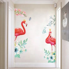 Flamingo pássaro adesivo de parede decoração para casa sala quarto para crianças cartaz da parede decoração casa papel 2024 - compre barato