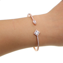 Delicado Micro Cristal de incrustación para mujer, brazaletes abiertos, abalorios de oro rosa, brazalete, pulseras femeninas, envío directo 2024 - compra barato