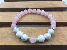 Natural Stone Pink Crystal Bracelet Natural White Howlite Bracelets Women Bracelet Sport Yoga Meditation Mala Beads 2024 - buy cheap