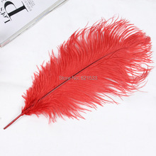 50Pcs/Lot!Ostrich Feathers Red 16-18" 40-45CM Natural Feathers Wedding, Party ,Home ,Hairs Decoration FREESHIPPING 2024 - buy cheap