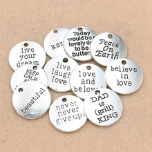 KJjewel Antique Silver Plated Never Give Up Live Laugh Love Dream Charms Pendants Jewelry DIY Jewelry Findings 20mm 2024 - buy cheap