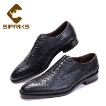 Sipriks-zapatos de vestir para hombres, calzado con piel de serpiente, italiano Goodyear, con cordones, de piel auténtica de Pitón, para trabajo de negocios, Oxford, 44, 2020 2024 - compra barato