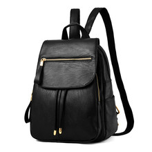 Yingfesta mochila feminina de couro, mochila para jovens de alta qualidade, bolsa de ombro escolar preta para meninas adolescentes 2024 - compre barato