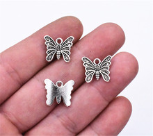 15x13mm 20pcs Antique Silver Plated Butterfly Pendants Making DIY Handmade Jewelry 2024 - buy cheap