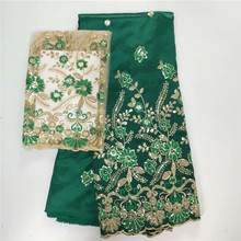 Tela de encaje indio para vestido de fiesta, tejido africano George de alta calidad, color verde, wh65-919 de 7 yardas, 2018 2024 - compra barato