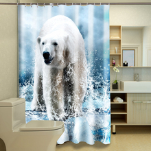 Cortina de ducha impermeable para el hogar, cortina de baño ecológica de tela de poliéster con estampado de oso polar 2024 - compra barato