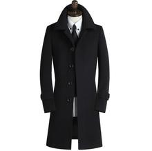 Мужское однобортное пальто, черное, серое, хаки повседневное шерстяное пальто с длинным рукавом, модное зимнее пальто 2024 - купить недорого