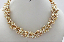 free shipping  > 4row 17" baroque champagne keshi reborn pearl necklace 2024 - buy cheap