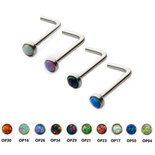 10pieces L Shape Opal Stone Twist 316L Stainless Steel Nose Stud Bar Piercing Ring Body Jewelry 20G Nose Bone 2024 - buy cheap