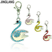 JINGLANG Fashion Animal Lobster Clasp Charms Dangle Rhinestone Swan Pendants DIY Charms For Jewelry Making Accessories Wholesale 2024 - buy cheap