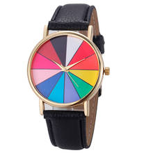 Loveksy Fashion 2018 Unisex Watches Women Men Casual Luxury Geometry PU Leather Analog Quartz Wrist Watch Watch relogio Clock 2024 - buy cheap