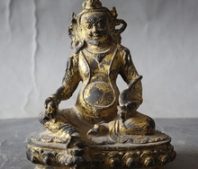 Free Shipping Old Tibetan Buddhism temple gilt bronze Yellow Jambhala Dzambala Buddha statue 2024 - buy cheap