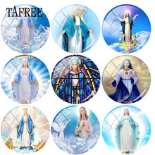 Tafree clipe de arte da virgem maria, 25mm, faça você mesmo, costas planas, cabochão, padrão, cúpula, acessórios de joias, chaveiro, colar, amuletos 2024 - compre barato