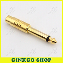 25pcs/lot Metal Gold Plated 6.5mm Mono Male Connector to RCA Female Plug for Mixers Audio Connection Adapter 2024 - buy cheap