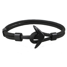 BOYULIGE 2018 New Fashion  Alloy Anchor Bracelet Black Color Men Charm Survival Rope Chain Friendship Bracelet For Women Men 2024 - buy cheap