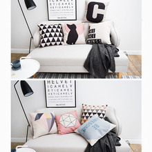 Almohadas de estilo nórdico con alfabeto, almohadones para sofá decorativos geométricos, cojines para sofás patrón de alces, decoración del hogar 2024 - compra barato