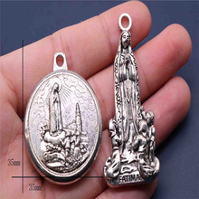 10 piezas/Medalla de la católica Virgen de Fátima Virgen de la Virgen de Fátima icono de medalla de Saint Christopher 2024 - compra barato