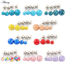 Alisouy 1pc 3/4/5/6mm Envelope Epoxy Crystal ball Helix Tragus Cartilage Barbell Ear plugs Studs Earrings Piercings Body Jewelry 2024 - buy cheap