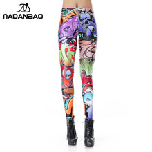 NADANBAO New Design Leggins Fashion Elastic Graffiti Spray Digital Leggins Printed Women Leggings Women Pants 2024 - buy cheap