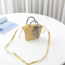 New handbag hand-woven straw bag fashion shoulder Messenger bag yellow grass women's travel holiday beach bag 2024 - buy cheap