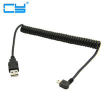 Угловой мини-USB-кабель, спиральный USB-кабель типа А, штекер-мини USB, штекер 90 градусов, 5-контактный разъем в, спиральный растягивающийся кабель для передачи данных 2024 - купить недорого
