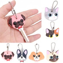 Cartoon Anime Cute Key Cover Cap Silicone Cat Stitch Dog Keychain Women Gift Owl Porte Clef Animal Key Chain 2024 - buy cheap