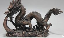 8" Chinese Royal Pure Red Bronze Feng Shui Zodiac Lucky Dragon Play Water Statue 2024 - buy cheap