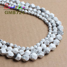Wholesale Faceted White Turquoises Howlite Round Beads Natural Stone Beads For Jewelry Making DIY Bracelet 6/8/10mm 15inch 2024 - buy cheap