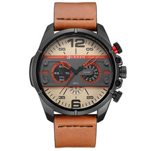 Curren relógio de pulso de couro masculino, relógio de quartzo esportivo à prova d'água de marca de luxo 2024 - compre barato