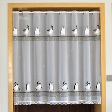 Cartoon Half-curtain Lace Embroidery Hem Lovely Penguins Pattern Cabinet Curtains Hem Tulle Curtain for Kitchen Cabinet Door 2024 - buy cheap