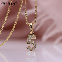 PATAYA New Number Five Long Necklaces 585 Rose Gold White Natural Zircon Women Pendants Fine Party Gift Cute Fashion Jewelry 2024 - buy cheap