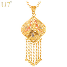 U7 Trendy Necklace Long Tassels Gold Color Hollow Pendant Necklace Women Indian Jewelry Wholesale P553 2024 - buy cheap