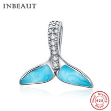 INBEAUT Original 100% 925 Serling Silver White CZ Blue Crystal Mermaid Beads Deep Ocean Fish Tail Charm fit Brand  Bracelet 2024 - buy cheap