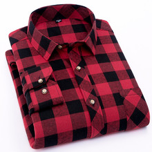 Red Flannel Plaid Shirt Men 2020 Fashion Dress Men shirt Casual Warm Soft Long Sleeve Shirts camiseta masculina chemise homme 2024 - buy cheap