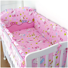 6PCS Baby Cot Bedding Set 100% Cotton Crib Bedding protetor de berco Children Detachable  ,include:(bumper+sheet+pillow cover) 2024 - buy cheap