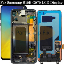 Tela lcd com armação e sensor de toque, para samsung galaxy s10 e g970f/ds g970u g970w 2024 - compre barato