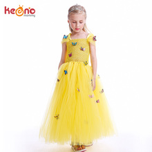 Princesa belle meninas tutu vestido beleza ea besta amarelo belle cosplay vestido de baile crianças festa carnaval trajes de halloween 2024 - compre barato