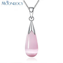 MOONROCY, бесплатная доставка, модное ожерелье, оптовая продажа, серебряный цвет, капля воды, кристалл, розовый опал, ожерелье для чокера, женский подарок, чокер 2024 - купить недорого